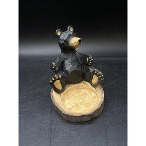 Big Sky Carvers Bearfoots Jeff Fleming Style Candle Holder Black Bear READ